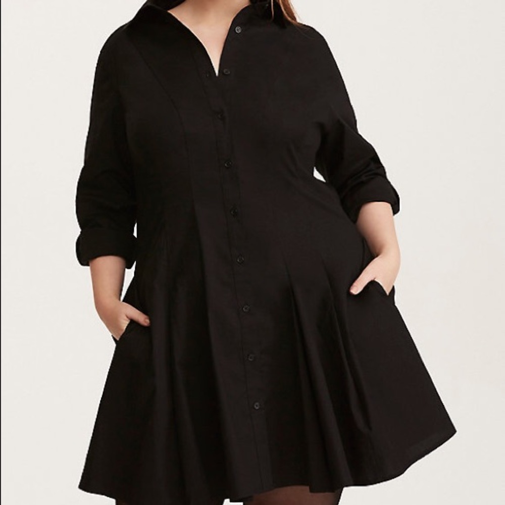 Torrid Black Cotton Poplin Dress 5X